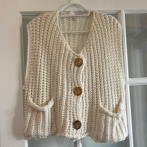 White and Gold Sweater - Size Medium